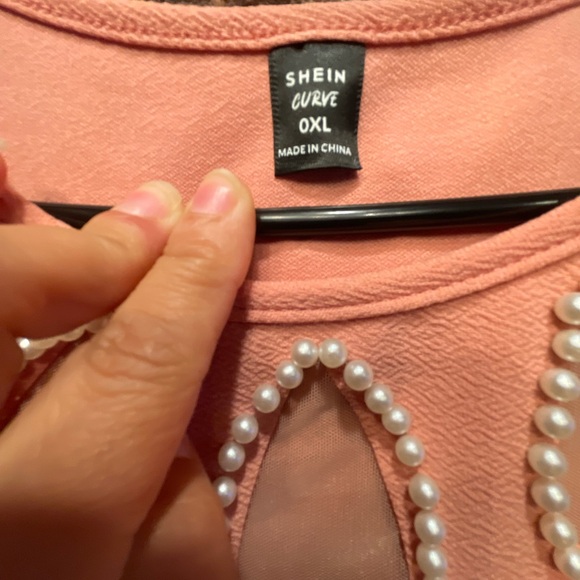 SHEIN Curve Women Pullover Dress Dusty Rose & Ivory Pearl detail Around Neck 0XL - Picture 5 of 16